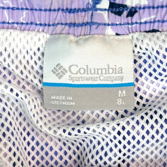 NEW COLUMBIA Water Shorts Super Backcast Men's M Purple Floral Omnishade Swim - Picture 2 of 11